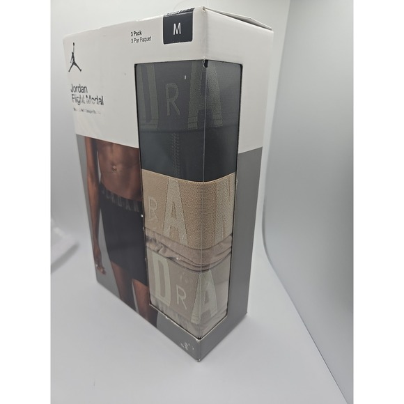 Jordan Men's Flight Modal 3 PACK Boxer Briefs Size Medium 32-34 Beige Tan New - Picture 2 of 5